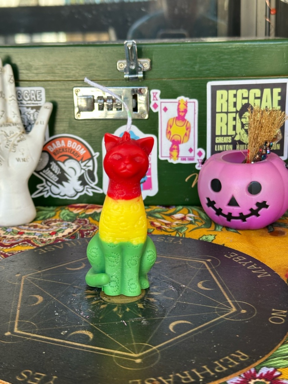Rasta Cat Candle